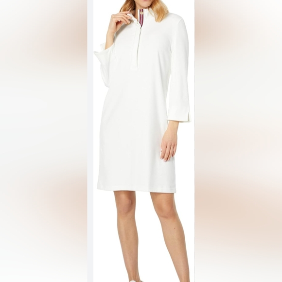 Southern Tide Star White Ashlynn Button 3/4 Sleeve Brushed Fabric Dress Size Med - Picture 16 of 16